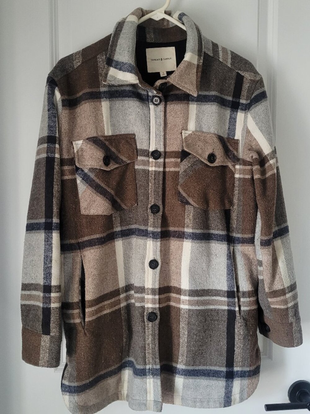 Thread & Supply Women's Plaid Fleece Shirt Jacket